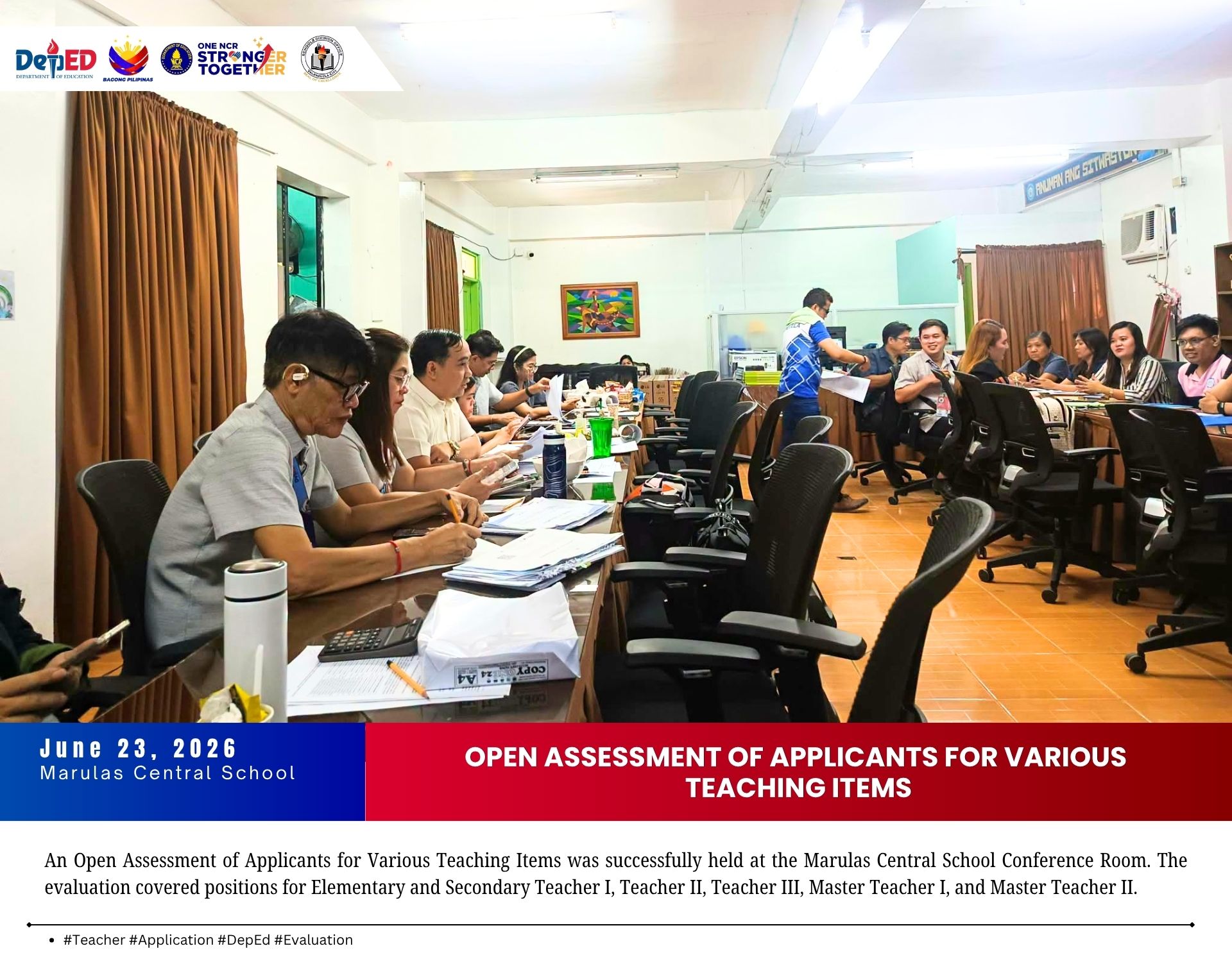 OPEN ASSESSMENT OF APPLICANTS FOR VARIOUS TEACHING ITEMS
